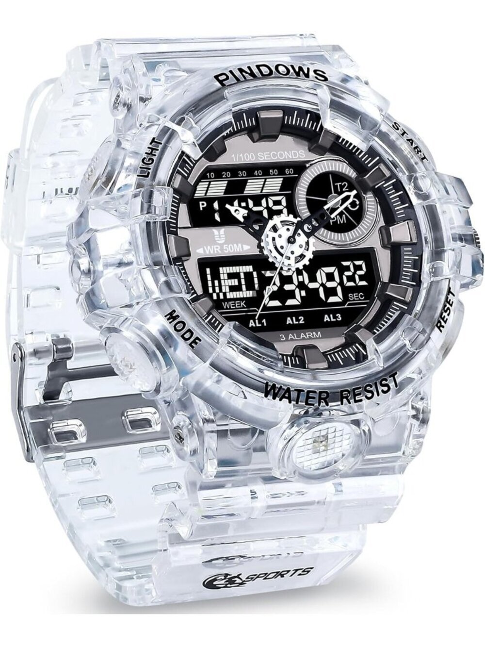 Men's Clear Analog Quartz Digital Sports LED Waterproof Countdown Wrist Watch